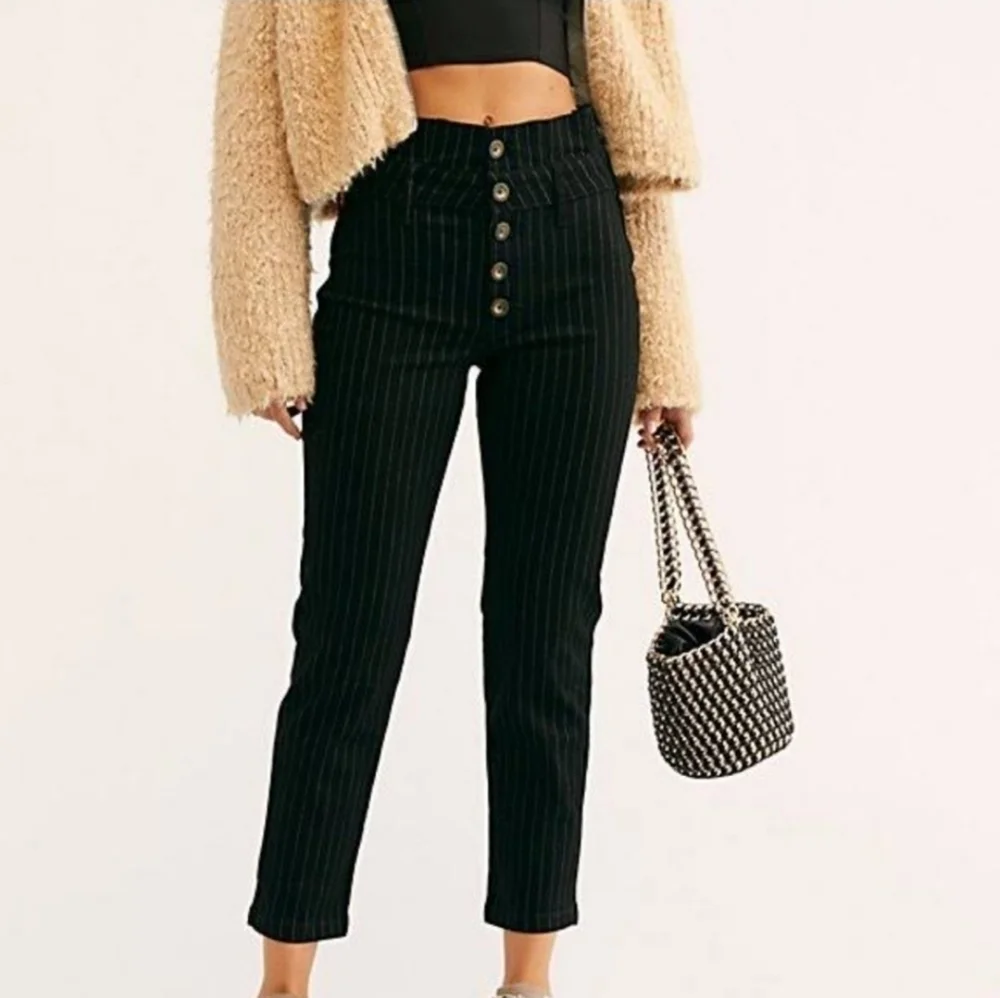 Free people montella black striped pants